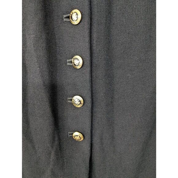 St. John Basics Santana Knit‎ Tunic Cardigan women's small black gold buttons - Picture 4 of 6